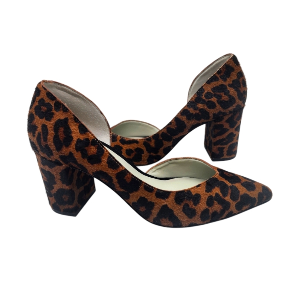 1. State Saffy 2 Genuine Cow Hair Leopard Print Block Heel Pump Size 6